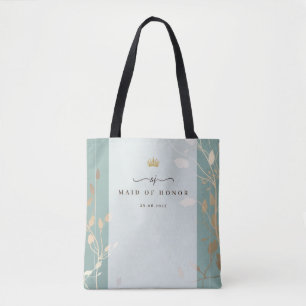 Ere-juffertje boodschappentas Saliegroen & Goud Tote Bag