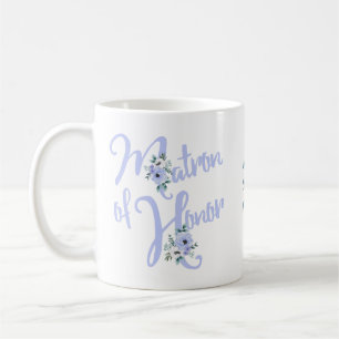 Ere-juffrouw Bloemrijke Letter Stof Blauw Maatwerk Koffiemok