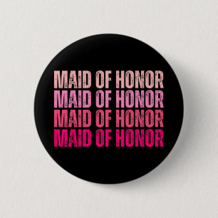 Ere-juffrouw Bruidsmeisjes Ik Doe Bemanning Roze V Ronde Button 5,7 Cm