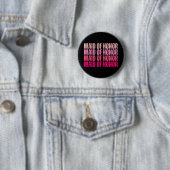 Ere-juffrouw Bruidsmeisjes Ik Doe Bemanning Roze V Ronde Button 5,7 Cm (In situ)