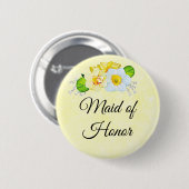 Ere-juffrouw Geel Bloemmotief Ronde Button 5,7 Cm (Voorkant /achterkant)