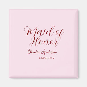 Ere-juffrouw mauve naam datum roze pastel bruiden magneet