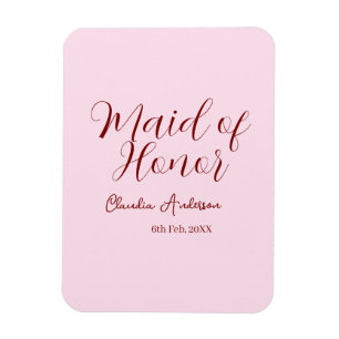 Ere-juffrouw mauve naam datum roze pastel bruiden magneet