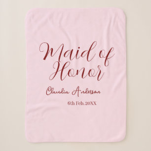 Ere-juffrouw mauve naam datum roze pastel bruiden sherpa deken