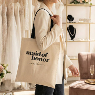 Ere-juffrouw Minimalistische Moderne Zwarte Op Maa Tote Bag