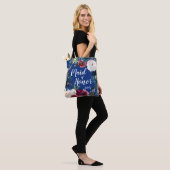 Ere-juffrouw Navy Burgundy Bloemenkrans Tote Tas (Op model)
