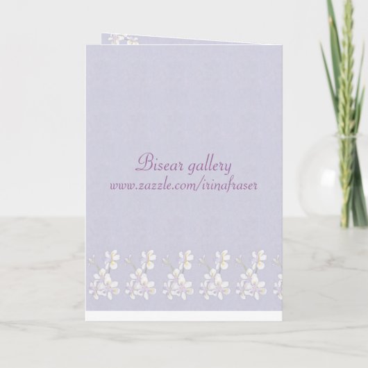 Ere-juffrouw. Orchidee bloemkaart (Achterkant)