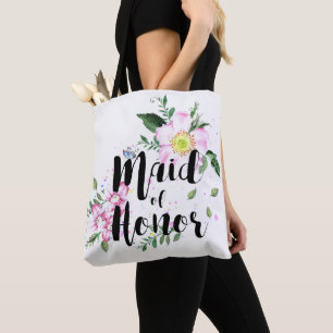 Ere-juffrouw Roze Bloemenschildering in Waterverf Tote Bag