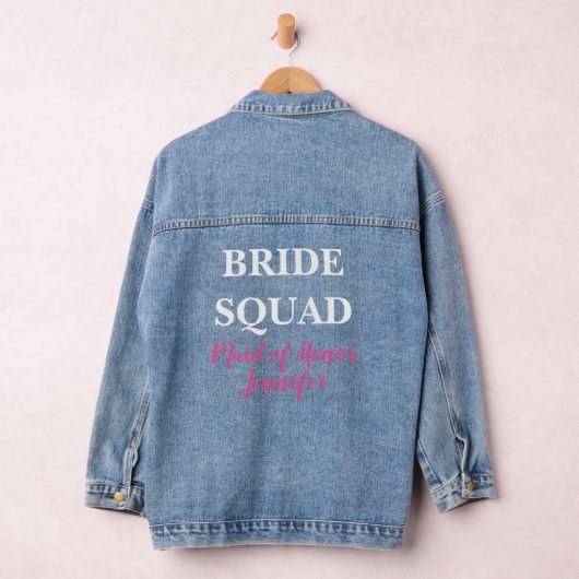 Ere-juffrouw Roze Douane Bruiloft Bachelorette Denim Jacket (Hangar)