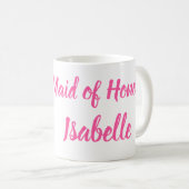 Ere-juffrouw roze Douane Naam Cadeaus Bruiloft Koffiemok (Voorkant rechts)