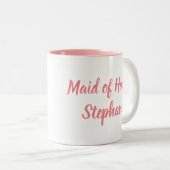 Ere-juffrouw Roze Elegant Schrift Huwelijken Tweekleurige Koffiemok (Voorkant rechts)