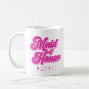 Ere-juffrouw Roze Retro Bubbelgom Naam op Maat Koffiemok