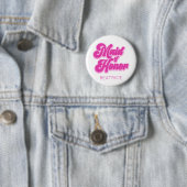 Ere-juffrouw Roze Retro Bubblegum Met Naam Ronde Button 5,7 Cm (In situ)