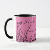 Ere-juffrouw Roze Wilde Bloem Doodles Mok (Links)