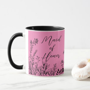 Ere-juffrouw Roze Wilde Bloem Doodles Mok