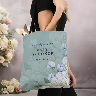 Ere-juffrouw Salie groen & bloemige bruiloft Tote Bag