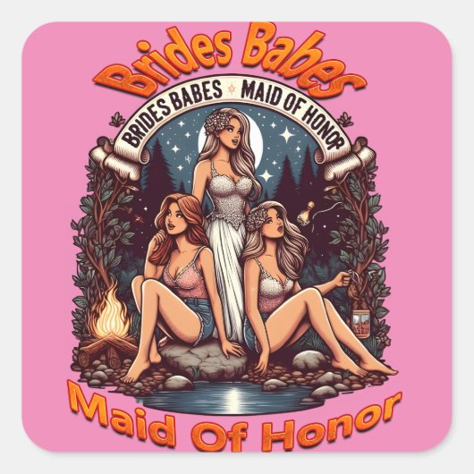 Ere-juffrouw trots Een bruiloftsfeest vol viering Vierkante Sticker (Voorkant)