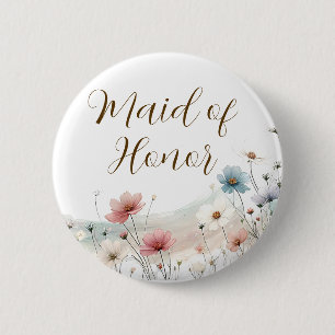 Ere-juffrouw   Wilde Bloem Bruiloftsfeest Ronde Button 5,7 Cm