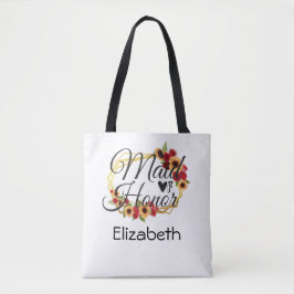 Ere-juffrouw zonnebloemen rozen gouden frame bruid tote bag