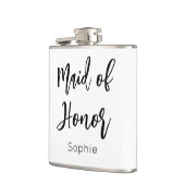 Ere-juffrouw zwart-wit bruidsmeisje  heupfles (Links)