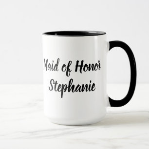 Ere-juffrouw Zwarte Elegante Script Bruiloftsmok Mok