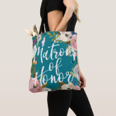 Ere-oudste-dame van eer geborstelde bloem bruiloft tote bag (Dichtbij)