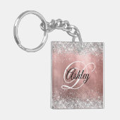 Ere-vrouw van eer zilveren glitter roze gouden fol sleutelhanger (Voorkant Links)