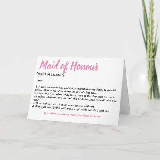 Erebruidsmeisje-voorstel (Voorkant)