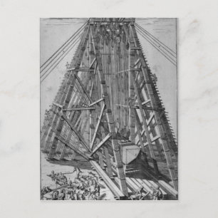 Erectie van de oude Egyptische Obelisk Briefkaart