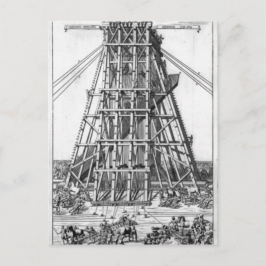 Erectie van de oude Egyptische Obelisk Briefkaart (Voorkant)