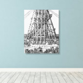 Erectie van de oude Egyptische Obelisk Canvas Afdruk (Insitu (Houten vloer))