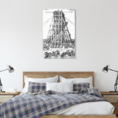 Erectie van de oude Egyptische Obelisk Canvas Afdruk (Insitu (Slaapkamer))