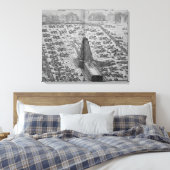 Erectie van de oude Egyptische Obelisk Canvas Afdruk (Insitu (Slaapkamer))