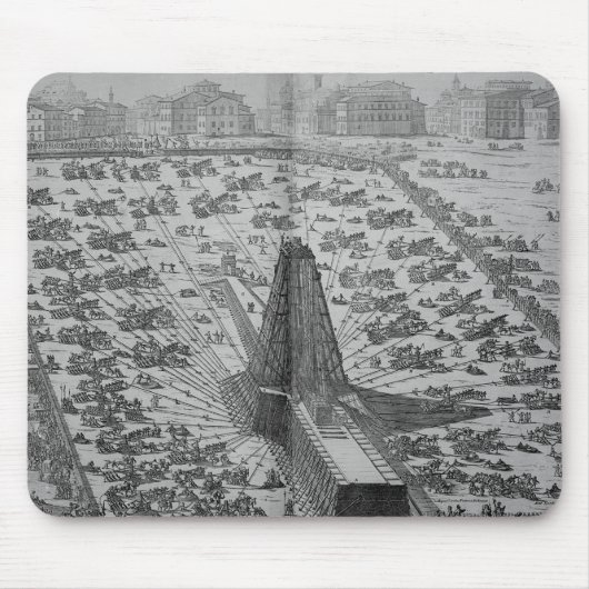 Erectie van de oude Egyptische Obelisk Muismat (Voorkant)