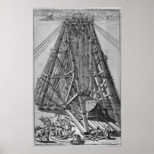 Erectie van de oude Egyptische Obelisk Poster