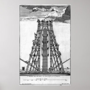 Erectie van de oude Egyptische Obelisk Poster