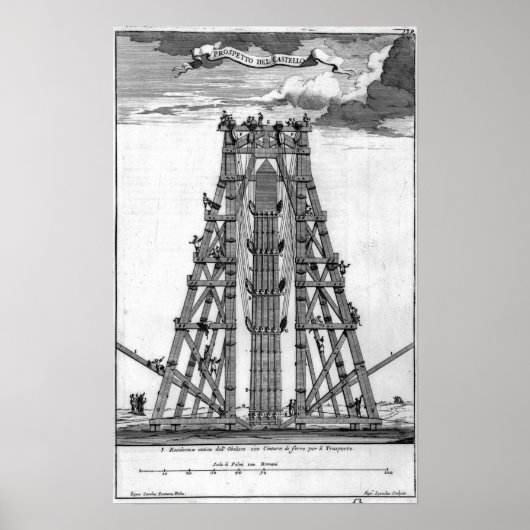 Erectie van de oude Egyptische Obelisk Poster (Voorkant)