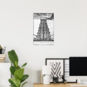 Erectie van de oude Egyptische Obelisk Poster (Thuiskantoor)