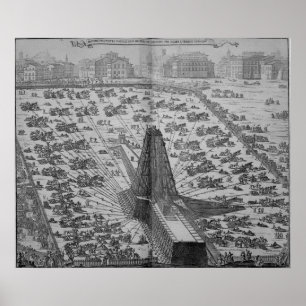 Erectie van de oude Egyptische Obelisk Poster