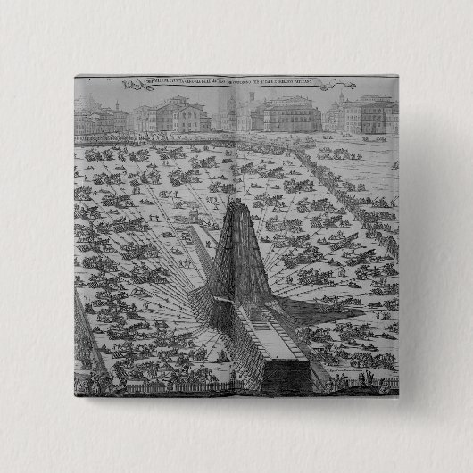 Erectie van de oude Egyptische Obelisk Vierkante Button 5,1 Cm (Voorkant)