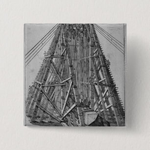 Erectie van de oude Egyptische Obelisk Vierkante Button 5,1 Cm