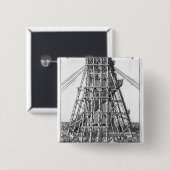 Erectie van de oude Egyptische Obelisk Vierkante Button 5,1 Cm (Voorkant /achterkant)