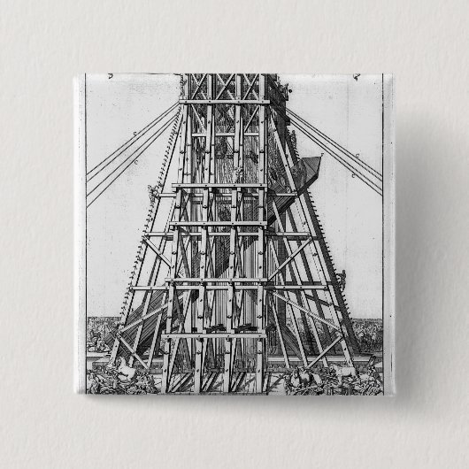 Erectie van de oude Egyptische Obelisk Vierkante Button 5,1 Cm (Voorkant)