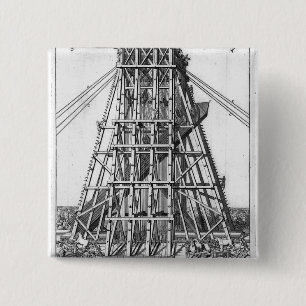 Erectie van de oude Egyptische Obelisk Vierkante Button 5,1 Cm