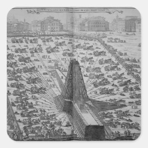 Erectie van de oude Egyptische Obelisk Vierkante Sticker