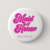 Eredame Roze Retro Bubblegum Naam op Maat Ronde Button 5,7 Cm (Voorkant)