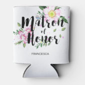 Ereheer Bloemen Waterverf Bruiloft Blikjeskoeler (Voorkant)