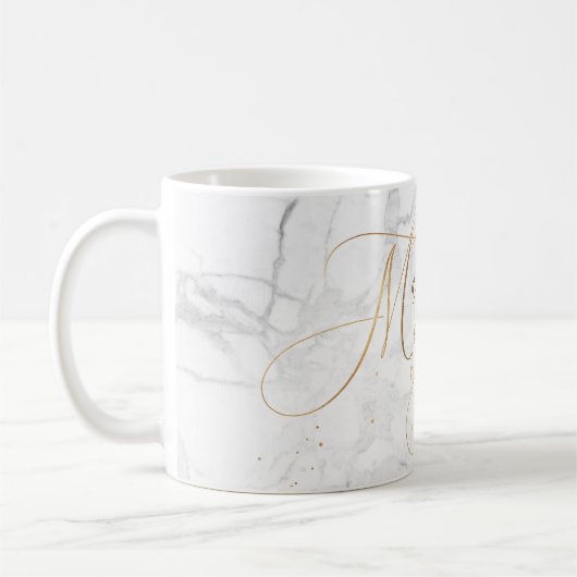 Ereheer/Marmer+Faux Gold Romantisch Script Koffiemok (Links)