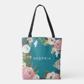 Ereleidster geborstelde bloemachtige bruiloftsfees tote bag (Achterkant)