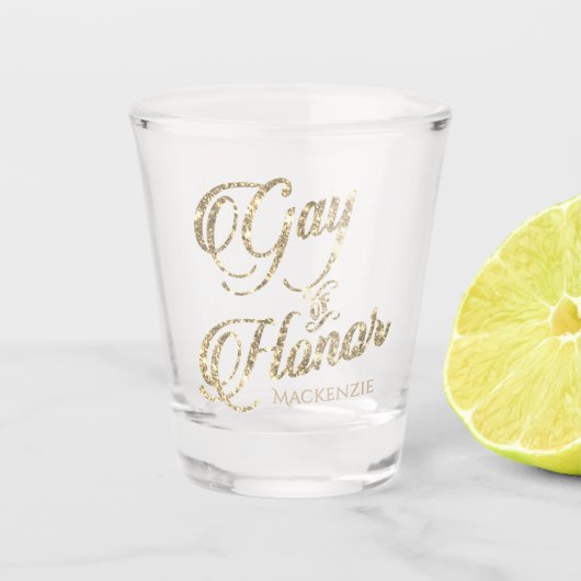 eremedaille | Gouden Bruids Partij Custom Keepsake Shot Glas (Voorkant)